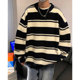 Aidase Striped Men Sweaters Men's Pullovers Harajuku Streetwear Winter New Casual Loose Wool Warm Knited Turtleneck Pullovers Top 3XL aidase-shop