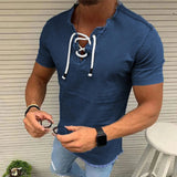 AIDASE  -  Jeans Shirt Jackets For Man Short Shirt Tops Male V Tassel Denim Solid Neck Sleeve Blouse Men рубашка мужская с длинным рукавом aidase-shop