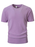 AIDASE  -  Flannel Fleece Solid Color Slim Fit T Shirts Men Casual O Neck Short Sleeve Tee Shirt Spring Summer Fashion Mens Pullovers aidase-shop