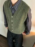 AIDASE  -  Vintage Single-breasted Wool Vest Jacket Men Autumn Winter Trendy Sleeveless Cardigans Mens New Casual V Neck Knitted Waistcoats aidase-shop