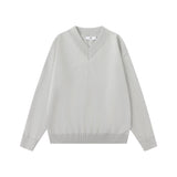 AIDASE  -  Loose V-Ne Knitwear Pure Color Base Layer Sweater for Men Autumn Winter New Sle Korean Loose Sle Faionable Versatile aidase-shop