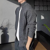 AIDASE  -  Men's Old Money Style Cable Knit Cardigan Loose Comfortable Trendy Versatile Stand Collar Zipper Style Daily Wear Advanced Coat aidase-shop