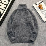 AIDASE  -  Faux Mink High Neck Men Sweater Autumn Winter New Trend Loose Long Sleeve Thickened Warm Knitted Pullovers Tide 21E7596 aidase-shop