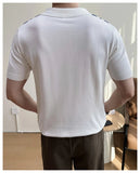 AIDASE  -  Summer Slim Fit Striped Contrast Knit Ice Polo Shirt Men's Stretchable Short Sleeve T-Shirt M-4XL aidase-shop