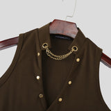 AIDASE  -  Men Vests Solid Color V Neck Sleeveless Button Leisure Male Waistcoats Streetwear Fashion Casual Vests Men S-3XL aidase-shop