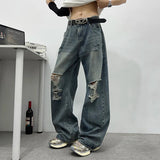 AIDASE  -  Summer New Ripped Men's Jeans 2025 Fashion Niche Design Straight-leg Loose Men Denim Pants High Street Menswear 21E6703