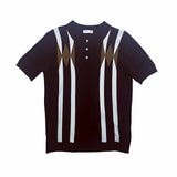 AIDASE  -  Contemporary Men's Polo: White Shirt with Earth-Tone Geometric Lines | Office-to-Outing Versatility M-4XL aidase-shop