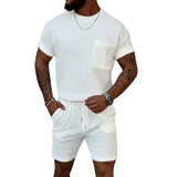 AIDASE  -  European and American Men's Sports Suit Short Sleeved Shorts Two-piece Casual Sports Round Neck Jogging Suit aidase-shop