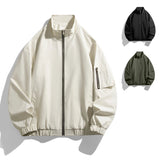 AIDASE  -  Thin Stand Collar Workwear Jacket Men New Spring Autumn Men's Solid Color Coat Zipper Fashion Windproof Bomber Jackets Man aidase-shop