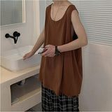 AIDASE  -  Japanese Men's Vest Korean Solid Color Loose Sleeveless Trendy T-shirt Summer Outdoor High Street Style Male Top aidase-shop