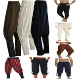 AIDASE  -  Men's Cotton Linen Long Pants Ankle Belted Medieval Viking Pirate Trousers Casual Loose Fit Comfortable Breathable Summer Autumn aidase-shop