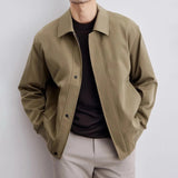 AIDASE  -  Maillard Style Autumn New Short Men Jacket Korean Fashion Lapel High-end Solid Color Casual Bomber Jacket Coats Men aidase-shop