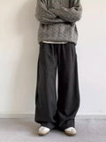 AIDASE  -  Retro Dstring Casual Pants Loose Fit Versatile Lazy Sle Long Trousers for Men And Women Basic Autumn Winter New Arrival aidase-shop