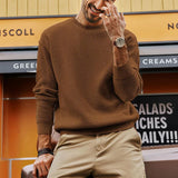 Aidase Fashionable Waffle Knitted Sweaters Men Casual Solid Color Long Sleeve Crew Neck Knit Jumper Top Mens Autumn Trendy Slim Sweater aidase-shop