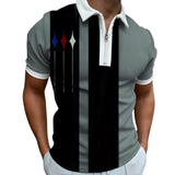 AIDASE  -  Male Summer Striped Splice Print T Shirt Turn Down Short Sleeve Tops T Shirt Mens Small T Shirts Male Tshirt Summer Ropa Hombre aidase-shop