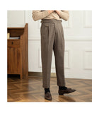 Aidase Autumn Winter Men's Warm Retro Straight Trouser Male Casual British High Waist Pants Office-trousers Dress Pant Trousers aidase-shop