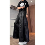 AIDASE  -  New Chinese Style Men's Summer Ice Silk Quick Dry Satin Acetate Loose Straight Leg Wide Leg Modified Song Pants Horse Face Skirt aidase-shop
