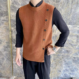 AIDASE  -  Asymmetric Design Men's knitted Vest Spring and Autumn Sleeveless O-neck Sweater Coat Korean Fashion Tank Tops Male Waistcoat aidase-shop