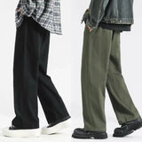 AIDASE  -  Men's Loose Wide-Leg Pants Solid Color Casual Straight Trousers Comfortable Daily Wear aidase-shop