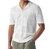 AIDASE  -  Summer New Men's knitted Polo Shirts Thin Hook Flower Hollow Out Short Sleeve Cardigan Tops Fashion Sexy Casual Knitwear aidase-shop