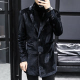 Aidase Royal Blue Print Velvet Warm Coat Designer Men Winter Wool Blends Jacket Men Trendy Slim Fit Long Winter Jacket And Coat For Men aidase-shop