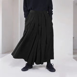 AIDASE  -  Men Wide Leg Pants Solid Color Elastic Waist Joggers Trousers Men Pleated Streetwear Baggy Fashion Casual Pants aidase-shop