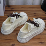 AIDASE  -  Hot Sale Women Thick Sole Canvas Shoes Vintage Fashion Students Breathable Lace-Up Sneakers Platform Black Sports Shoes aidase-shop