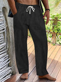 AIDASE  -  Trendy Loose Ripped Straight Pants Mens New Casual Solid Color Drawstring Baggy Trousers For Men Summer Fashion Loose Pants aidase-shop