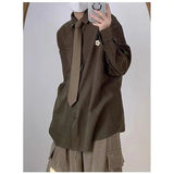 AIDASE  -  Loose Long Sve Letter Print irt Trendy Casual Outerwear for Men Autumn Winter Polyester Fiber Non-Ironed Youth Sle aidase-shop