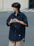 AIDASE  -  Retro Japanese Sle ort Sve Denim Jaet y Multi ket Summer Workwear for Men And Women Youth Faion Trend aidase-shop