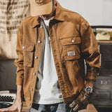 Aidase Male Jean Coats Wide Shoulders Autumn Men's Denim Jacket Cargo Brown Menswear Joker G Fashion Winter Clothing Trendy Korea aidase-shop