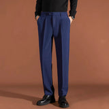 AIDASE  -  Navy Blue British Trendy and Fashionable Drooping Trousers for Men's Tapered Casual Straight Business Suit Pants aidase-shop
