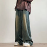 AIDASE  -  Distressed Vintage Blue Jeans Pants Men Wide-leg Denim Trousers Male Oversize Streetwear Fashion Casual Baggy Straight Jeans aidase-shop