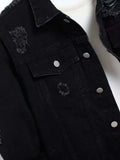 AIDASE  -  New Fashion Autumn Winter Men Black Solid Color Turn-down Collar Long Sleeve Single Breasted Casual Trendy Denim Jackets Coats aidase-shop