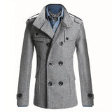 AIDASE  -  Men's Streetwear Solid Color Mid-length Woolen Coat Fashion Casual Button-down Suit Collar Jacket Leisure Luxury Retro Clothes