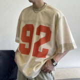 AIDASE  -  Must-have Mesh Printed T-shirt for Summer Layering Men Retro Loose Breathable Hollow Out Small Neck T-shirt Short Sleeved Jersey aidase-shop