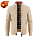 Aidase Knit Sweater Male Zipper Plaid Men's Clothing Cardigan Hoodies Zip-up Thick Winter Red Tops Jumpers Casual Stylish Hot aidase-shop