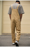 AIDASE  -  Men's Loose Khaki Bib Overalls Casual Big Pockets Cargo Pants Adjustable Suspenders Jumpsuits Coveralls Dungarees aidase-shop