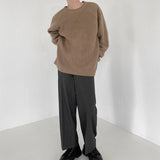 AIDASE  -  Autumn New Casual Bottoming Knit Tops Men's Solid Color Textured Long Sleeve Vintage Sweater For Mens Outdoor Fashion Tees aidase-shop