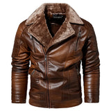 Aidase Men Fashion Leather Jacket Men Autumn Motorcycle Slim Fleece Jacket Coat Men Winter Outdoor Casual Motor Biker PU Leather Jacket aidase-shop