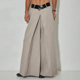 AIDASE  -  Men Wide Leg Pants Patchwork Pleated Joggers Loose Casual Trousers Men Streetwear Fashion Leisure Male Long Pants S-5XL aidase-shop