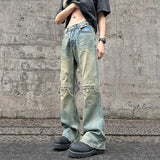 AIDASE  -  Summer New Fashion Men's Zipper Straight Pants Retro Trend Jeans Washed Loose Pants Trend Casual Clothing Blue Jeans aidase-shop
