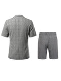 AIDASE  -  Men Plaid 2 Piece Summer Suit Short Sleeve Blazer Matching Knee Length Shorts Set Casual Daily Business Vacation Formal Outfit aidase-shop