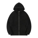 AIDASE  -  Autumn Winter New Fashion Men's Solid Color Simple Basic Casual Trendy Loose Zipper Hooded Polar Fleeve Sweatshirts Male Coats aidase-shop