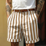 AIDASE  -  Seaside Beach Vintage Striped Shorts Mens Casual Loose Straight Shorts Spring Summer Daily Leisure Breathable Men Bottoms aidase-shop