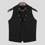 AIDASE  -  Men Vests Solid Color V Neck Sleeveless Button Leisure Male Waistcoats Streetwear Fashion Casual Vests Men S-3XL aidase-shop