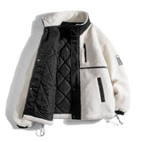 Aidase New Winter Fleece Jacket Men Lamb Wool Streetwear Patchwork Warm Casual Coat Mens Parkas Streetwear Stand Collar Outerwear Man aidase-shop