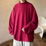 AIDASE  -  Autumn Half-high Neck Solid Color Sweatshirt Niche Retro Bottoming Shirt Fashion Casual Pullover Long-sleeved Women Men Clothing aidase-shop