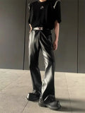 AIDASE  -  American Retro High-End PU Leather Casual Pants Men's Niche Design Loose Wide Leg Versatile Long Trousers aidase-shop
