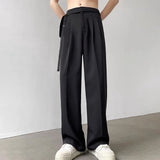 Aidase Falling Trousers For Men In Autumn Solid Wide Leg Straight Trend Versatile Simple British Lace High Waist Casual Trousers aidase-shop